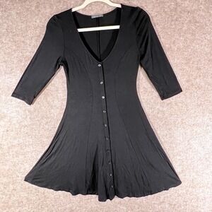 Y2K USA Baby Doll Soprano Button Front Dress Womens Small Midi Minimalist Goth
